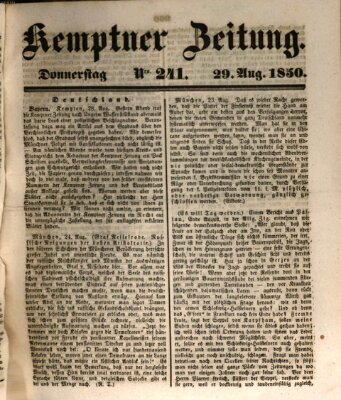 Kemptner Zeitung Donnerstag 29. August 1850