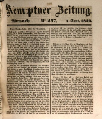 Kemptner Zeitung Mittwoch 4. September 1850