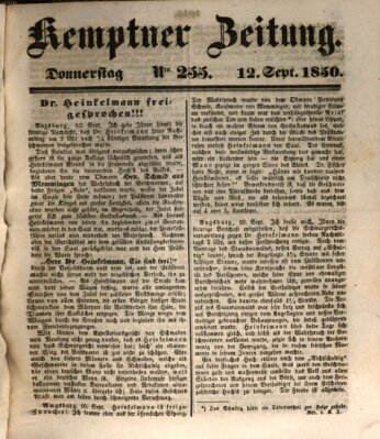 Kemptner Zeitung Donnerstag 12. September 1850