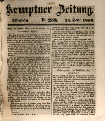 Kemptner Zeitung Sonntag 15. September 1850