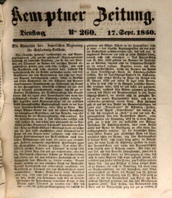 Kemptner Zeitung Dienstag 17. September 1850