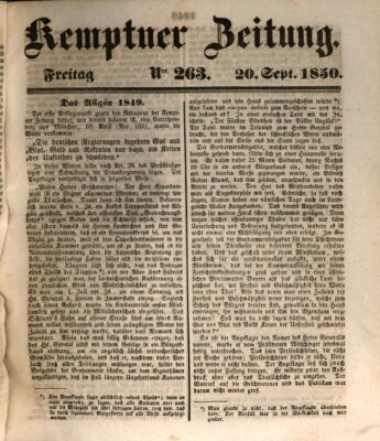 Kemptner Zeitung Freitag 20. September 1850