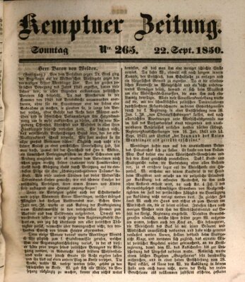 Kemptner Zeitung Sonntag 22. September 1850