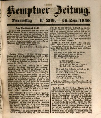 Kemptner Zeitung Donnerstag 26. September 1850