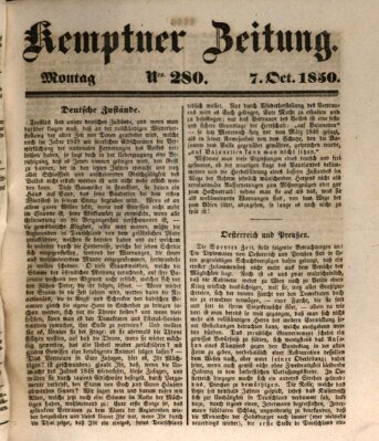 Kemptner Zeitung Montag 7. Oktober 1850