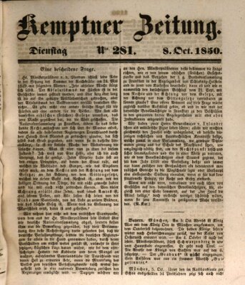 Kemptner Zeitung Dienstag 8. Oktober 1850