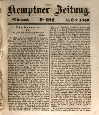 Kemptner Zeitung Mittwoch 9. Oktober 1850