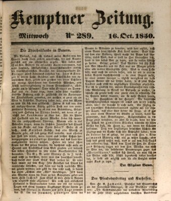 Kemptner Zeitung Mittwoch 16. Oktober 1850