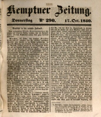 Kemptner Zeitung Donnerstag 17. Oktober 1850