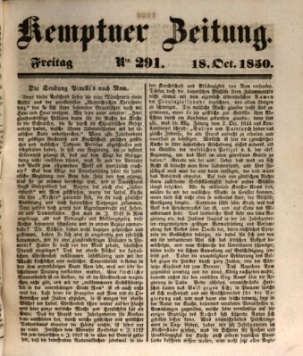 Kemptner Zeitung Freitag 18. Oktober 1850