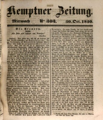 Kemptner Zeitung Mittwoch 30. Oktober 1850