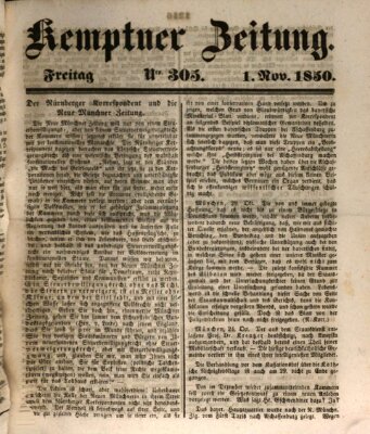 Kemptner Zeitung Freitag 1. November 1850