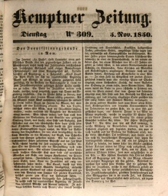 Kemptner Zeitung Dienstag 5. November 1850