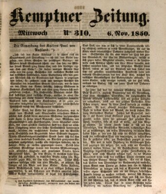 Kemptner Zeitung Mittwoch 6. November 1850