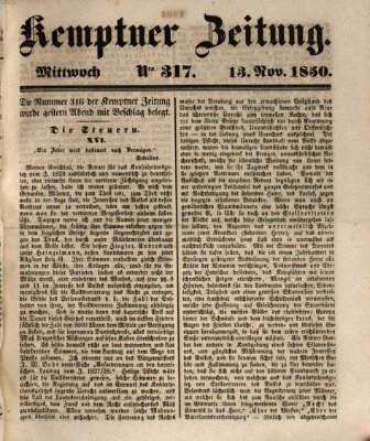 Kemptner Zeitung Mittwoch 13. November 1850