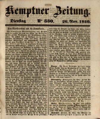 Kemptner Zeitung Dienstag 26. November 1850