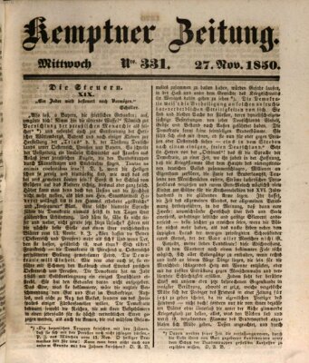 Kemptner Zeitung Mittwoch 27. November 1850