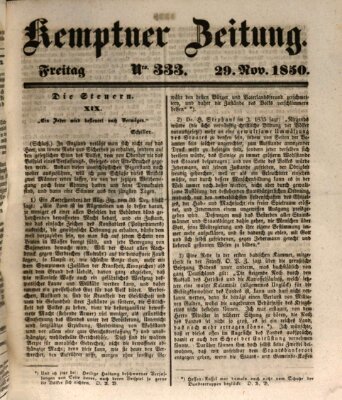 Kemptner Zeitung Freitag 29. November 1850