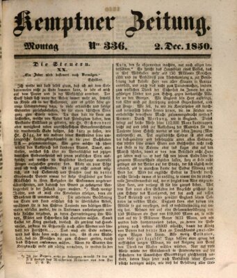 Kemptner Zeitung Montag 2. Dezember 1850