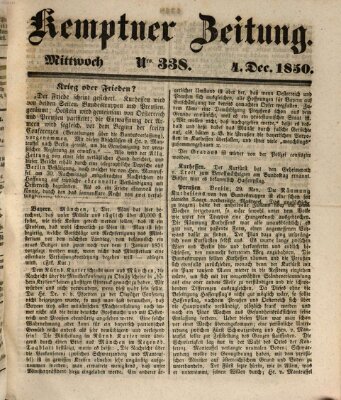 Kemptner Zeitung Mittwoch 4. Dezember 1850