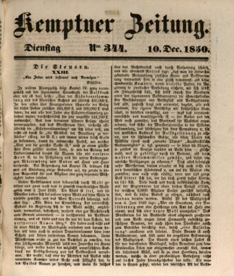 Kemptner Zeitung Dienstag 10. Dezember 1850