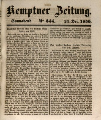 Kemptner Zeitung Samstag 21. Dezember 1850