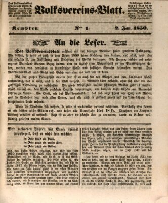 Kemptner Zeitung Mittwoch 2. Januar 1850