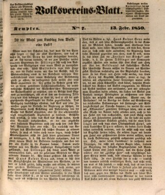 Kemptner Zeitung Mittwoch 13. Februar 1850