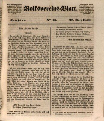 Kemptner Zeitung Mittwoch 27. März 1850