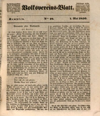 Kemptner Zeitung Mittwoch 1. Mai 1850