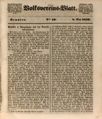 Kemptner Zeitung Mittwoch 8. Mai 1850