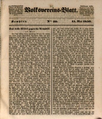 Kemptner Zeitung Mittwoch 15. Mai 1850