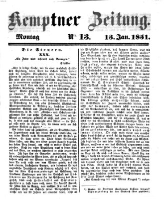 Kemptner Zeitung Montag 13. Januar 1851