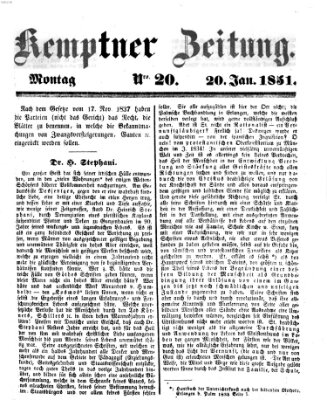 Kemptner Zeitung Montag 20. Januar 1851