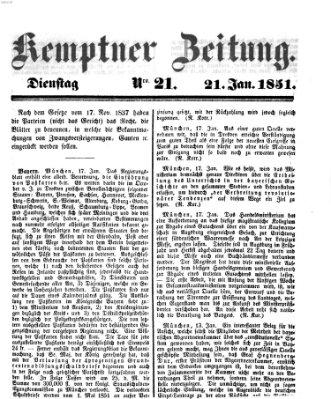 Kemptner Zeitung Dienstag 21. Januar 1851