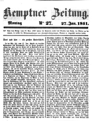 Kemptner Zeitung Montag 27. Januar 1851