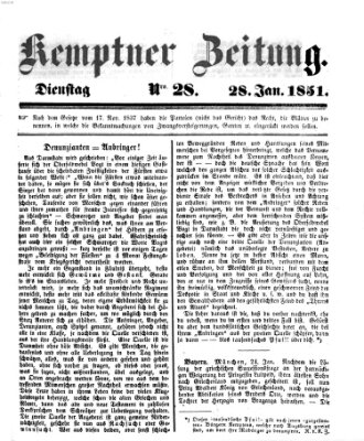 Kemptner Zeitung Dienstag 28. Januar 1851