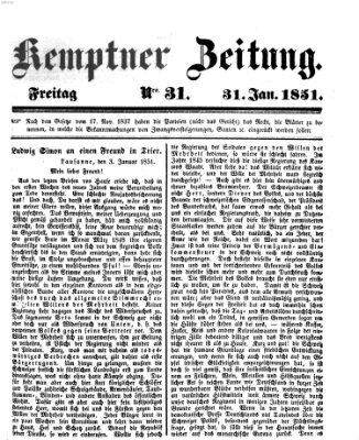 Kemptner Zeitung Freitag 31. Januar 1851