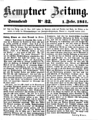 Kemptner Zeitung Samstag 1. Februar 1851