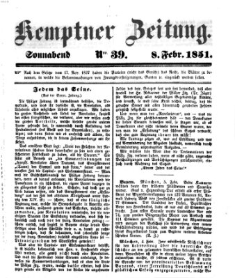 Kemptner Zeitung Samstag 8. Februar 1851