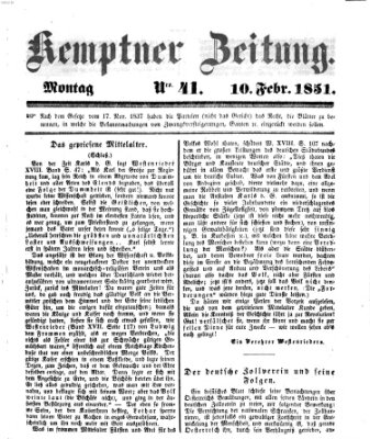 Kemptner Zeitung Montag 10. Februar 1851