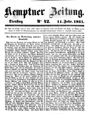 Kemptner Zeitung Dienstag 11. Februar 1851