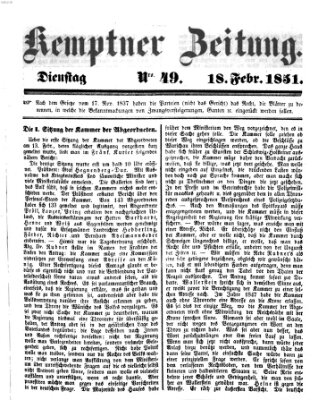 Kemptner Zeitung Dienstag 18. Februar 1851