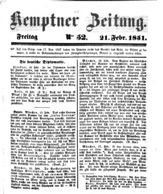 Kemptner Zeitung Freitag 21. Februar 1851