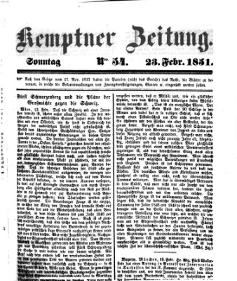 Kemptner Zeitung Sonntag 23. Februar 1851