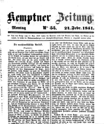 Kemptner Zeitung Montag 24. Februar 1851