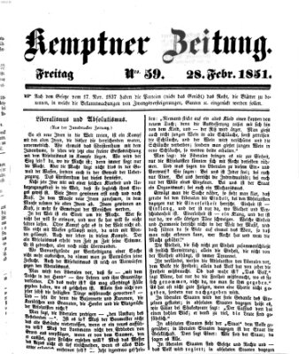 Kemptner Zeitung Freitag 28. Februar 1851