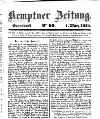 Kemptner Zeitung Samstag 1. März 1851