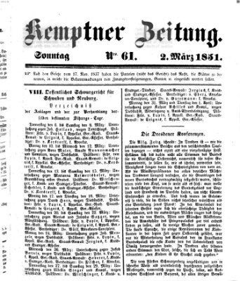 Kemptner Zeitung Sonntag 2. März 1851