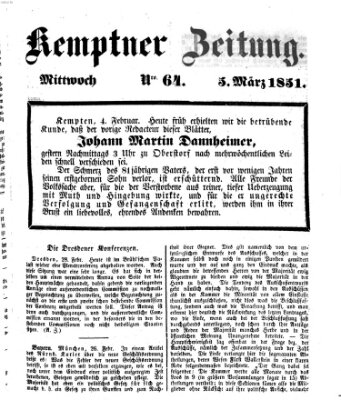 Kemptner Zeitung Mittwoch 5. März 1851